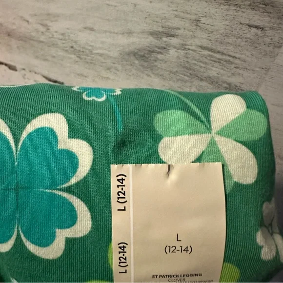 Shamrock Clover Print Leggings Size L NEW - Picture 3 of 5